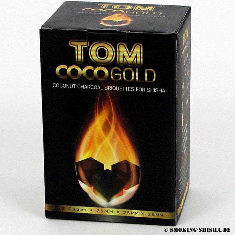 TOM Cococha Gold 20kg Naturkohle Shisha-Kohle 1440 Würfel Wasserpfeifen-Kohle